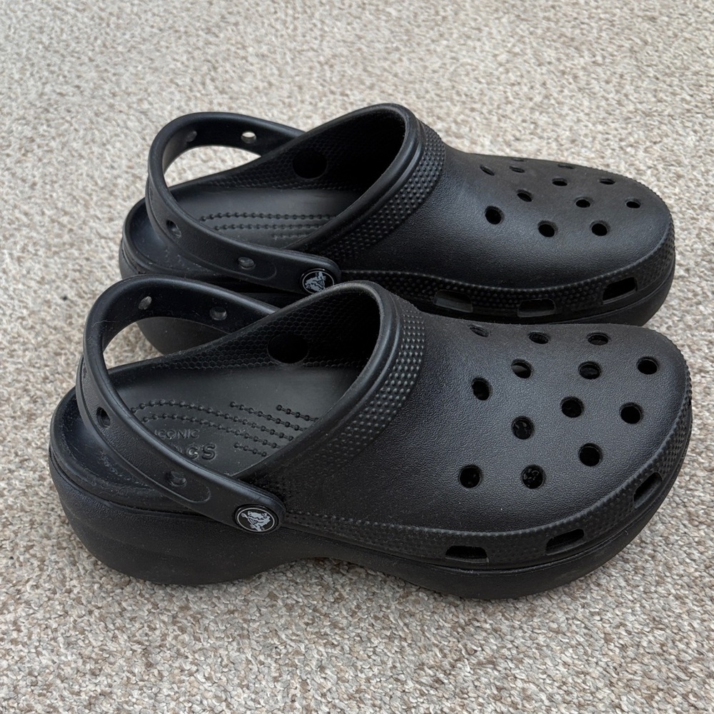 CROCS Classic Platform Clogs in Black